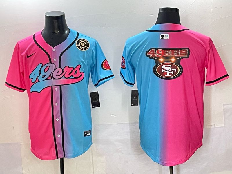 Men 2025 San Francisco 49ers Blank Blue pink Nike Limited NFL Jersey style 025